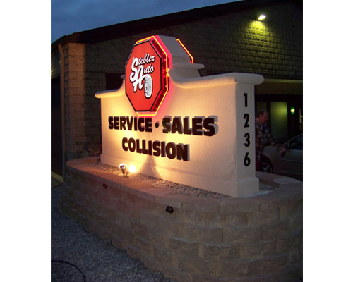 Illuminated monument sign, pvc sign panel, business sign, dimensional letters Illuminated monument sign, pvc sign panel, business sign, dimensional letters